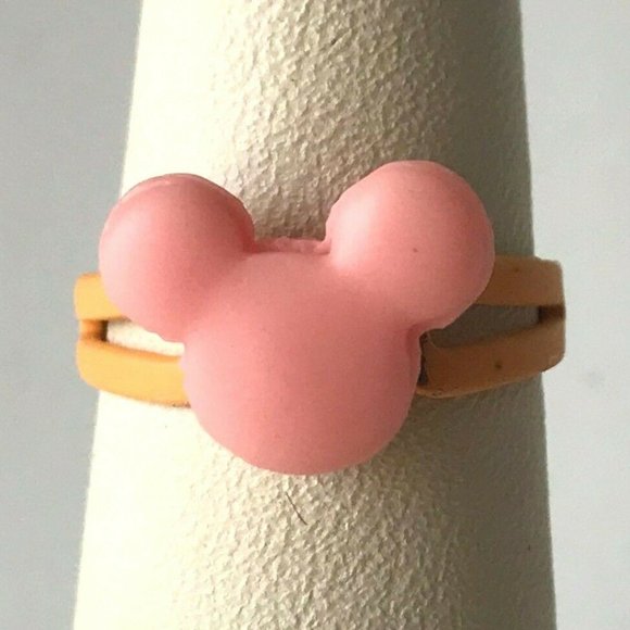 Disney Mickey Mouse Ears Ring Size 5 6 7 Macaroon Snacks Pink Peach - Picture 2 of 9